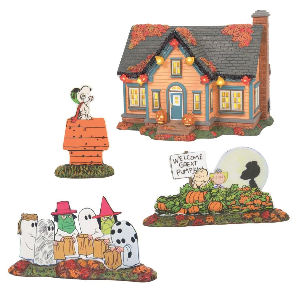 Department 56 Trick Or Treat Lane - Peanuts - 4 Piece Set - Image 3