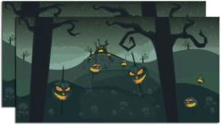 Department 56 Halloween Spooky Pumpkins Backdrop - 20 Inch - Set Of 2